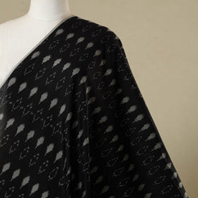 Black - handloom mercerised cotton pochampally ikat fabric