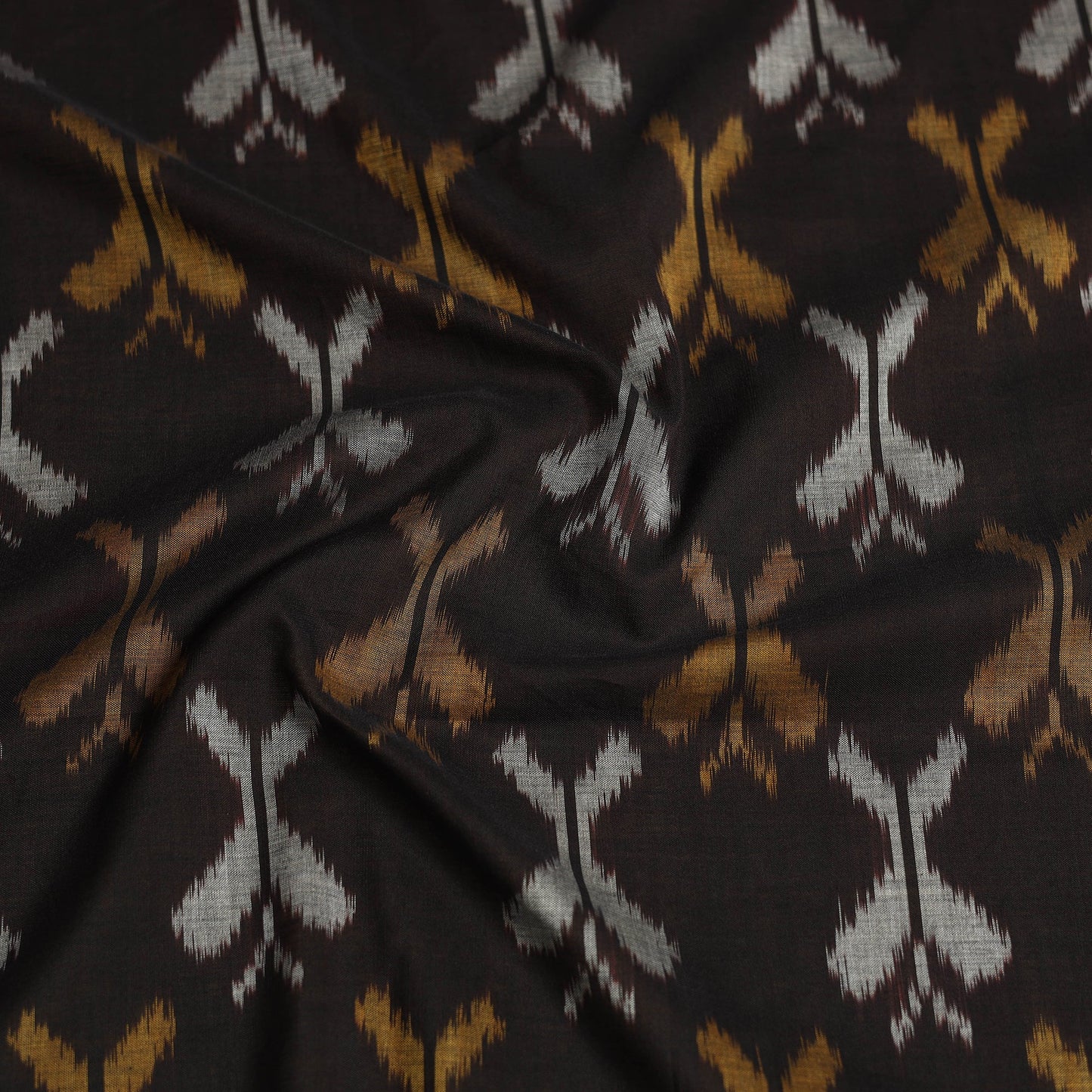 Black Handloom Mercerized Cotton Pochampally Ikat Dupatta