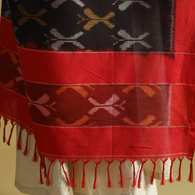 Black Handloom Mercerized Cotton Pochampally Ikat Dupatta