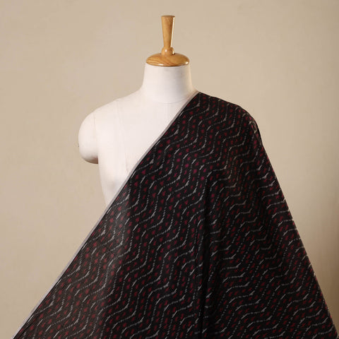 Black - handloom mercerized cotton pochampally ikat fabric