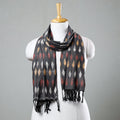 Black - Handloom Mercerized Cotton Pochampally Ikat Stole