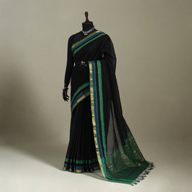 Black - handloom missing checks cotton mangalagiri saree 07