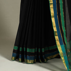 Black - handloom missing checks cotton mangalagiri saree 07