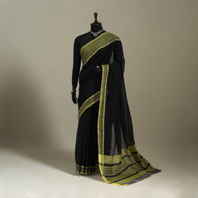 Black Handloom Missing Checks Cotton Mangalagiri Saree