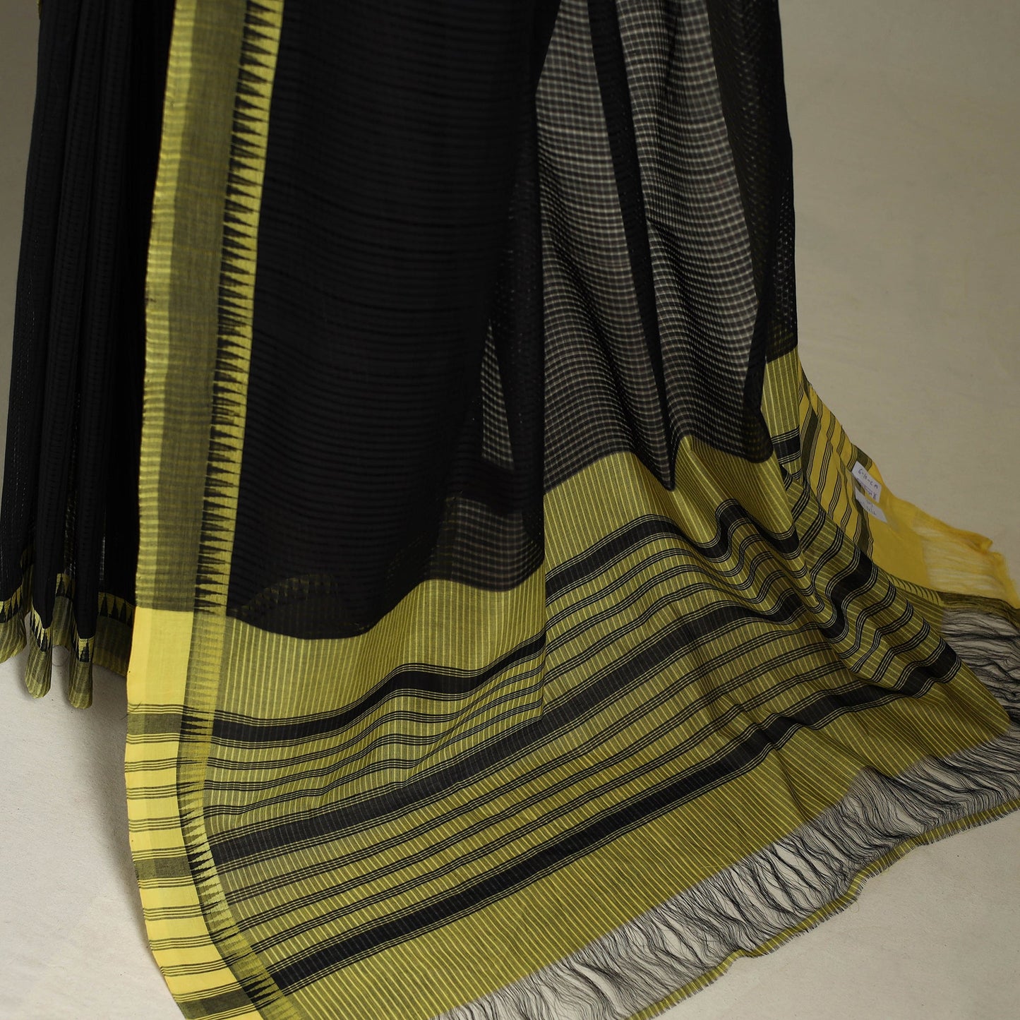 Black Handloom Missing Checks Cotton Mangalagiri Saree