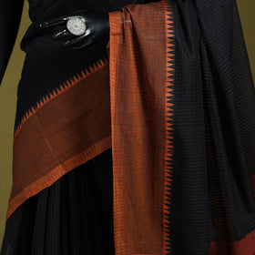 Black - handloom missing checks cotton thread border
