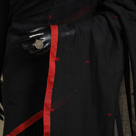 Black - handloom mul cotton phulia jamdani saree 03