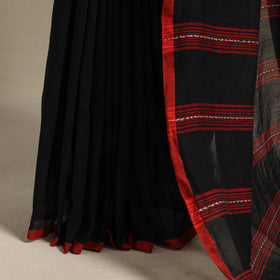 Black - handloom mul cotton phulia jamdani saree 03