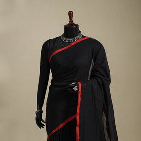 Black - handloom mul cotton phulia jamdani saree 03