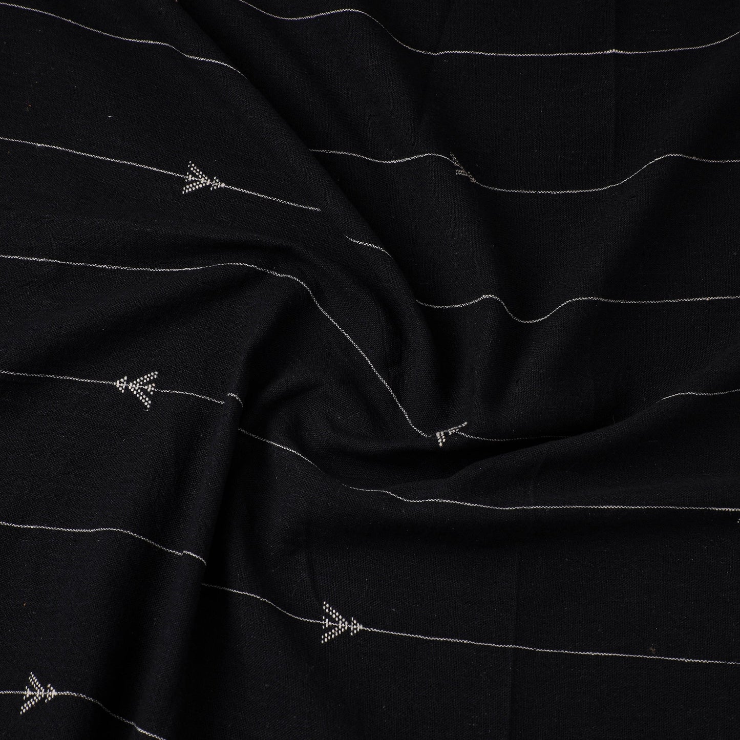 Black - handloom organic buti kala cotton fabric 06