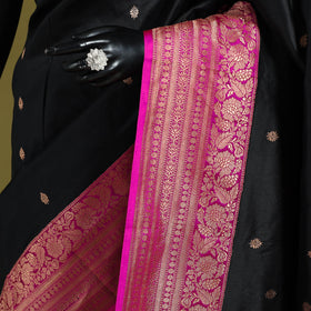 Black - handloom pure katan silk kaduwa zari buti banarasi