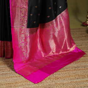 Black - handloom pure katan silk kaduwa zari buti banarasi