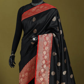 Black - handloom pure katan silk kaduwa zari buti banarasi