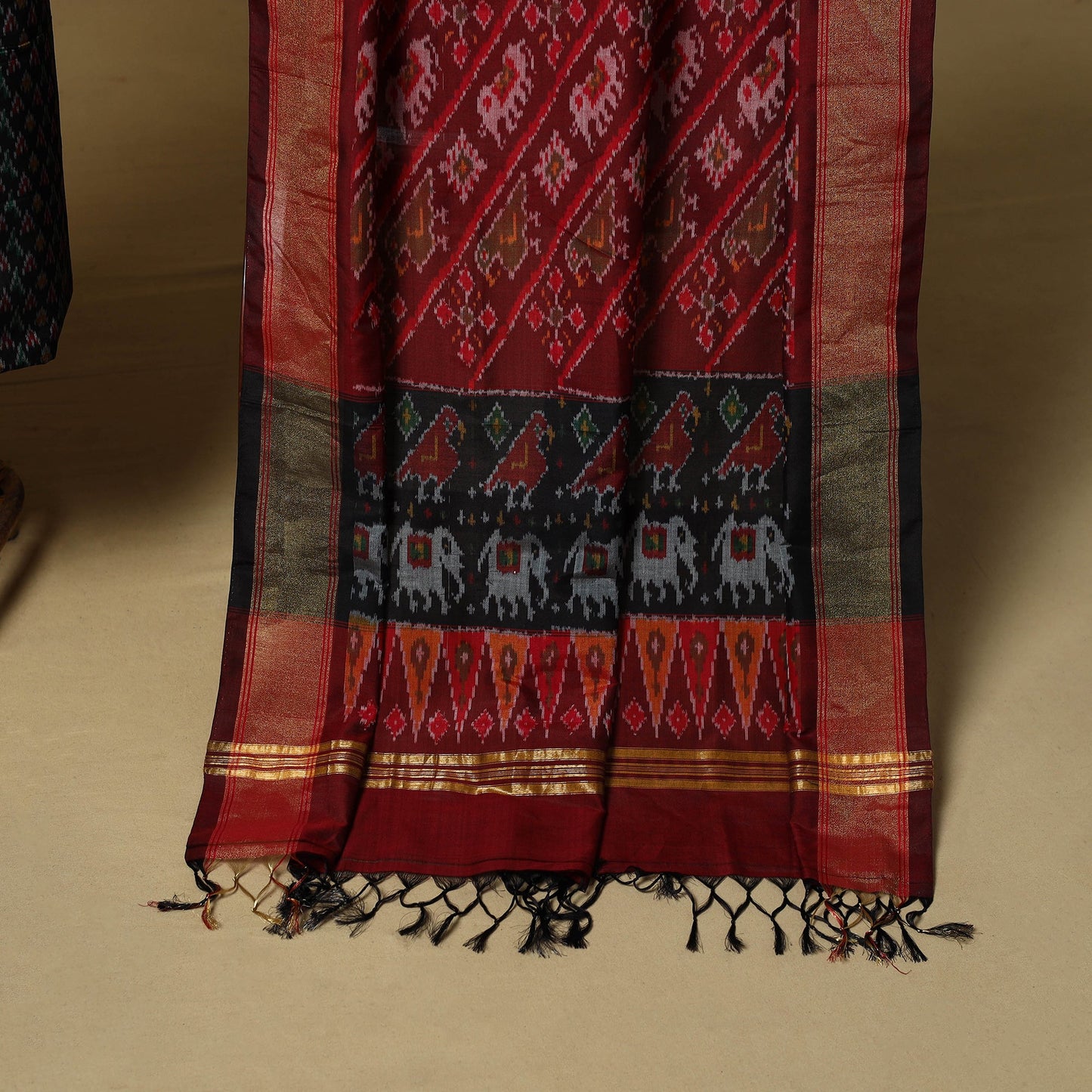 Black - handloom sico pochampally ikat 2pc unstitched dress