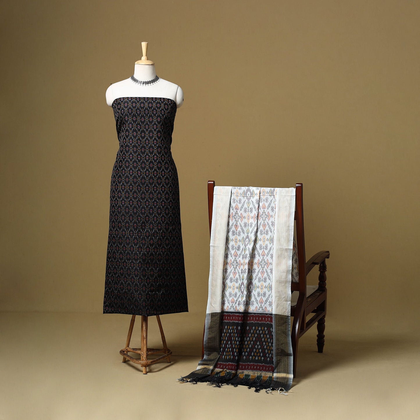 Handloom sico pochampally ikat 2pc unstitched dress