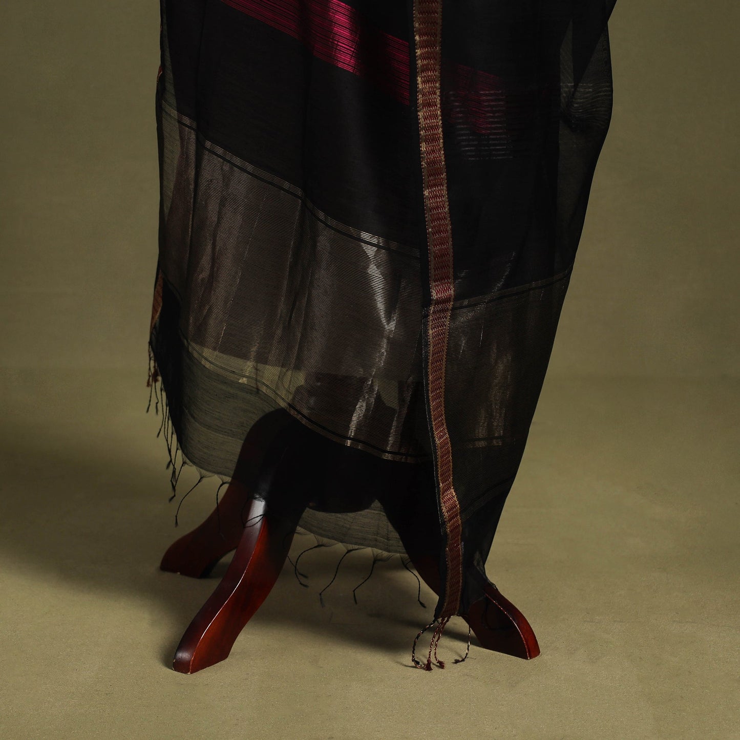 Black - handloom silk cotton maheshwari dupatta 58