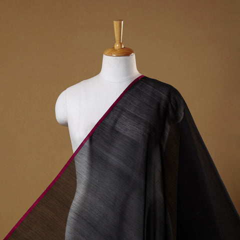 Black - handloom silk cotton plain chanderi fabric 01