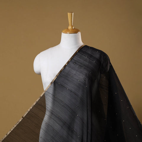 Black - handloom silk cotton zari buti chanderi fabric 04