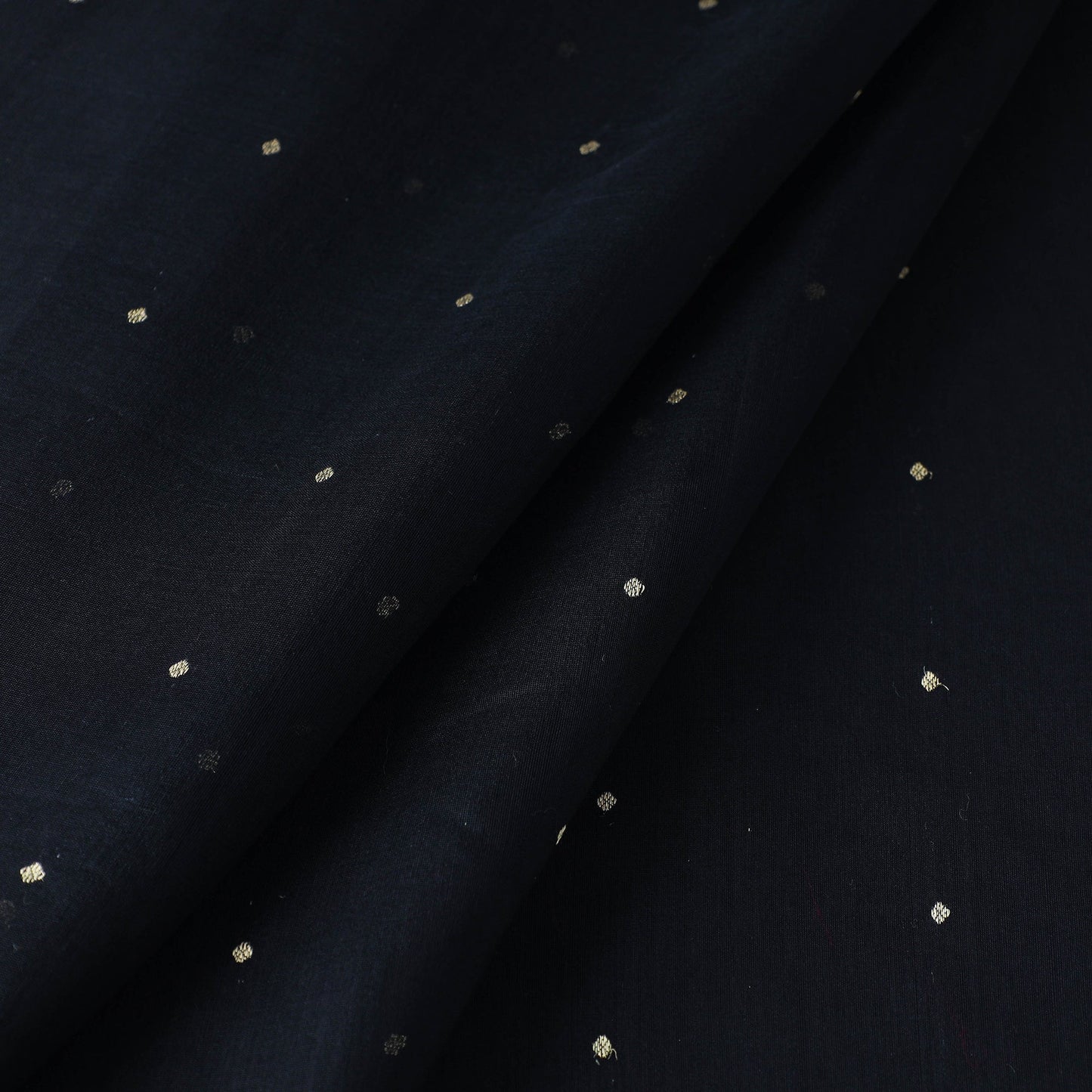 Black Handloom Silk Cotton Zari Buti Chanderi Fabric