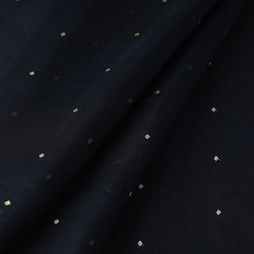 Black Handloom Silk Cotton Zari Buti Chanderi Fabric