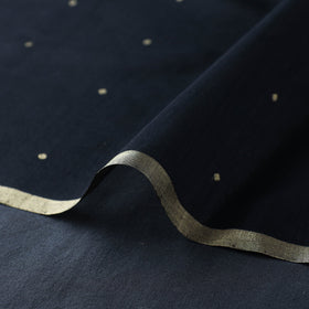 Black Handloom Silk Cotton Zari Buti Chanderi Fabric