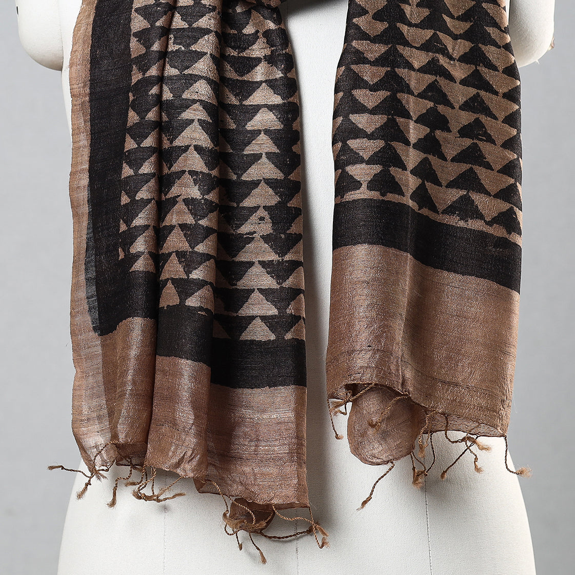 Buy Handloom Block Print Tussar Silk Bindaas Stole