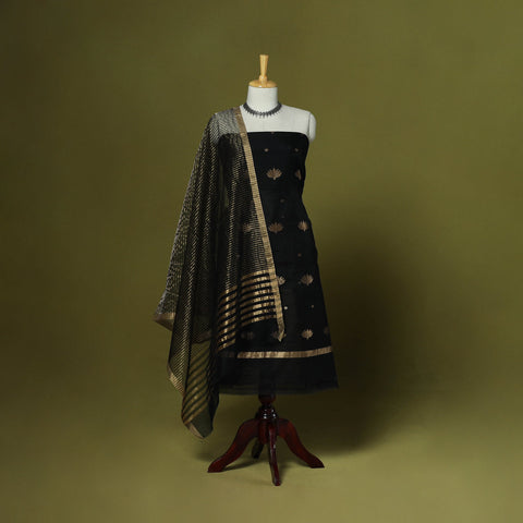 Handloom zari buti chanderi silk 2pc unstitched dress