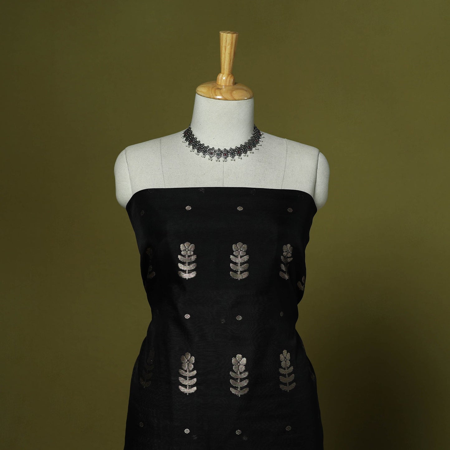 Handloom zari buti chanderi silk 2pc unstitched dress
