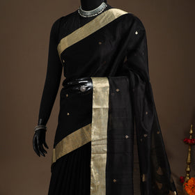 Black - handloom zari work chanderi silk saree 04