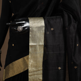 Black - handloom zari work chanderi silk saree 04