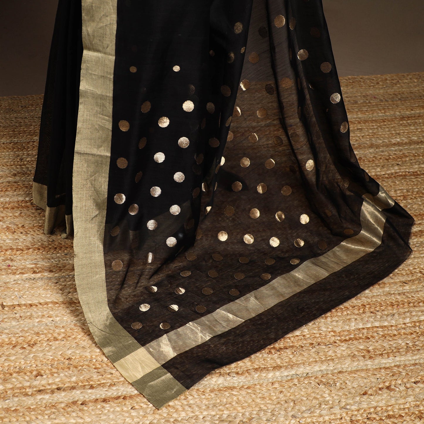 Black - handloom zari work chanderi silk saree 13
