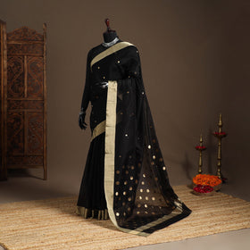 Black - handloom zari work chanderi silk saree 13
