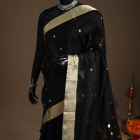 Black - handloom zari work chanderi silk saree 13