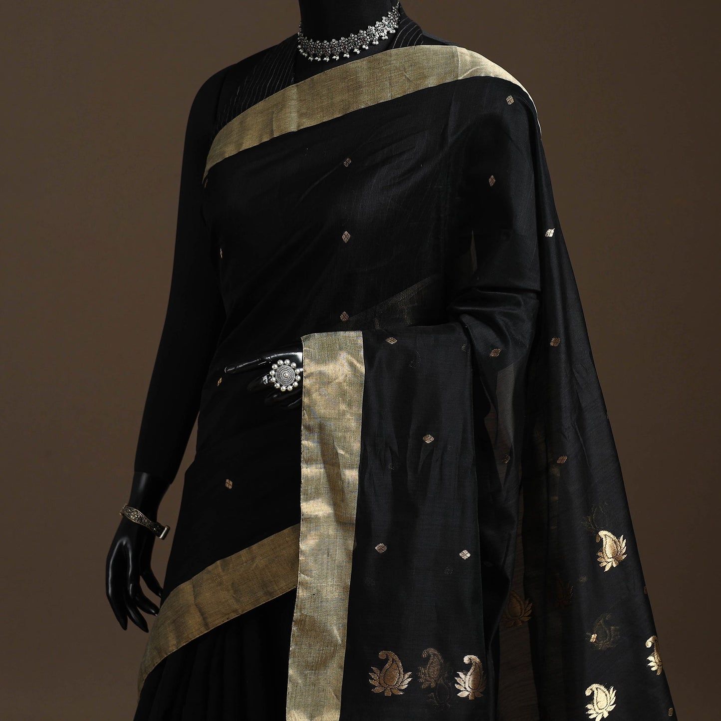 Handloom zari work chanderi silk saree 17 - handcrafted