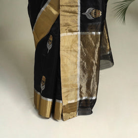 Buy Black Handloom Zari Work Chanderi Silk Saree
