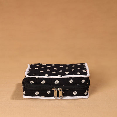 Black Handmade 4 Pockets Cotton Jewellery Bag