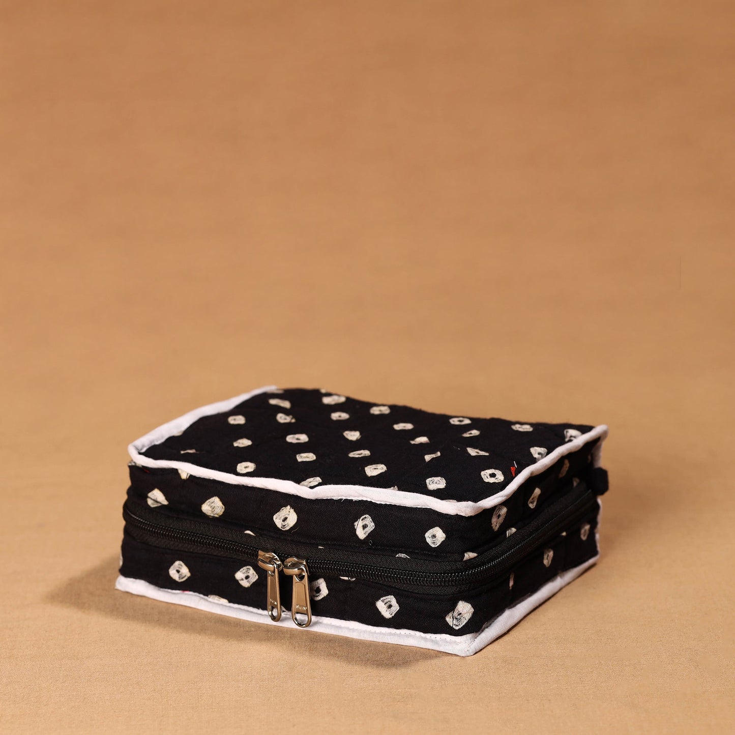 Black Handmade 4 Pockets Cotton Jewellery Bag