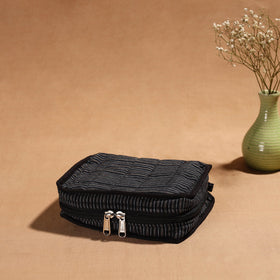 Black Handmade 4 Pockets Cotton Jewellery Bag