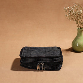 Black Handmade 4 Pockets Cotton Jewellery Bag