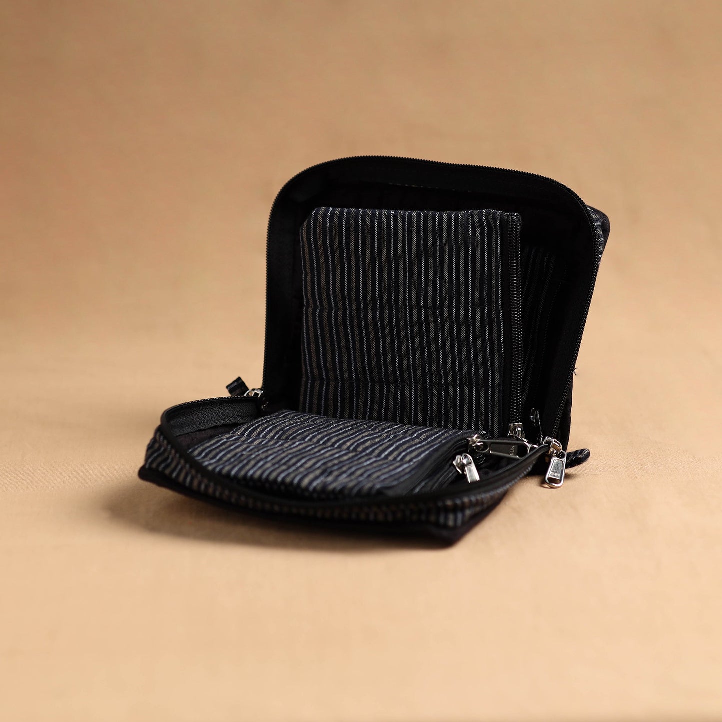 Black Handmade 4 Pocket Jewellery Pouch Online in India