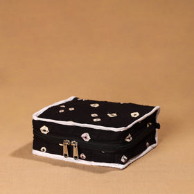 Black Handmade 4 Pockets Cotton Jewellery Bag