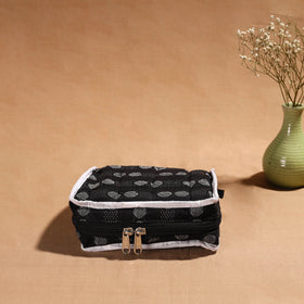 Black Handmade 4 Pockets Cotton Jewellery Bag