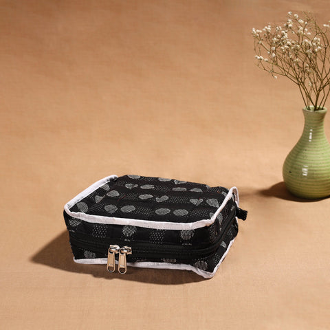 Black Handmade 4 Pockets Cotton Jewellery Bag