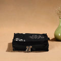 Black Handmade Cotton Jewelry Organizer Bag for Travel