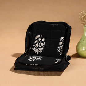 Black Handmade Cotton Jewelry Organizer Bag for Travel