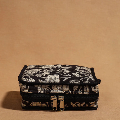 Black Handmade 4 Pockets Cotton Jewelry Bag 02 