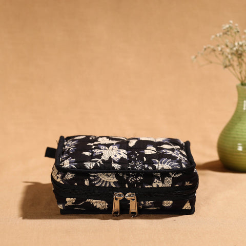 Black Handmade Cotton Jewelry Organizer Bag for Travel 