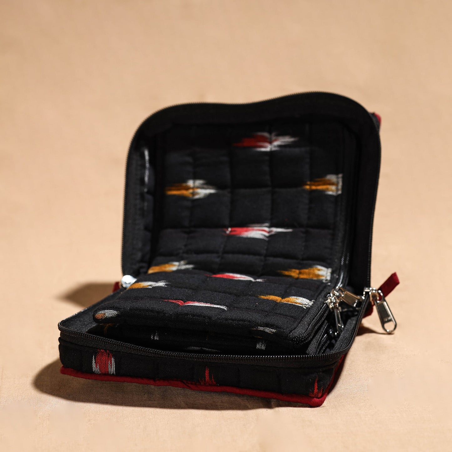 Black Handmade 4 Pockets Cotton Jewelry Bag 45 