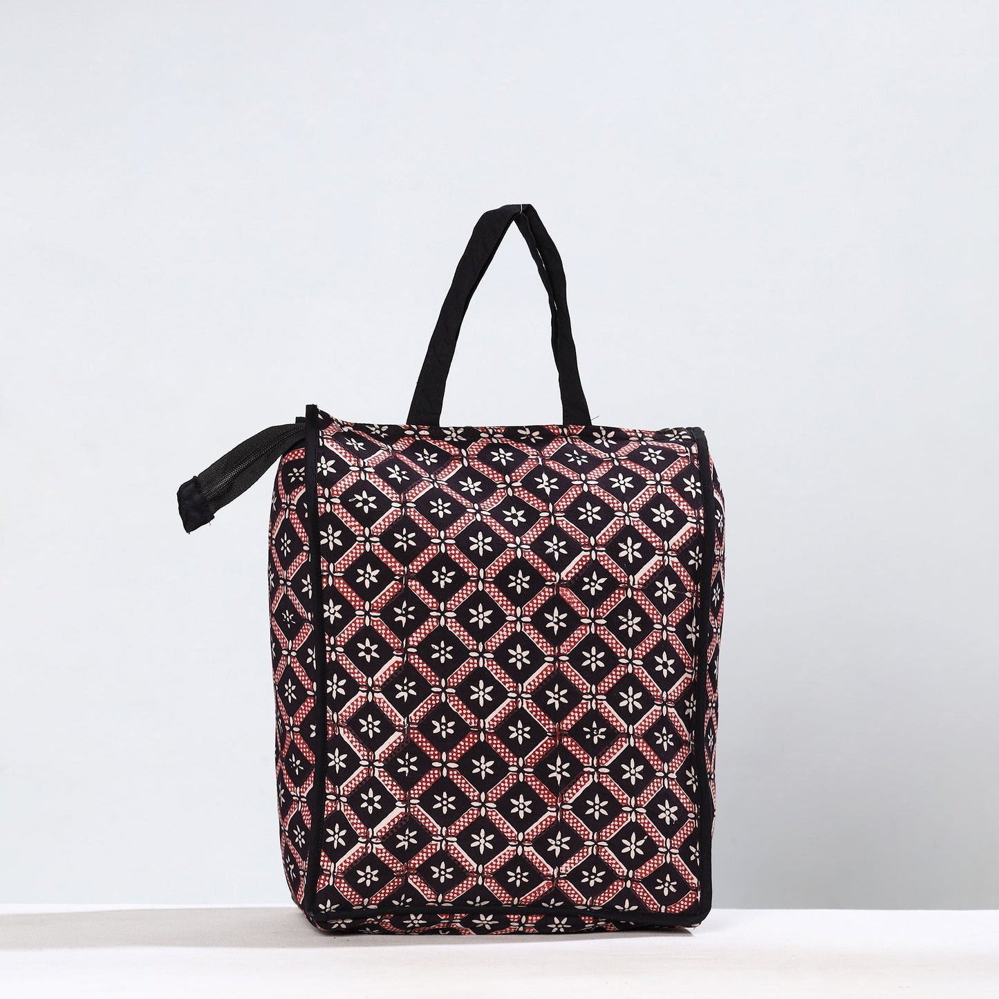 Black Handmade Bagh Block Printed Cotton Shopping Bag 19