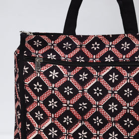 Black Handmade Bagh Block Printed Cotton Shopping Bag 19